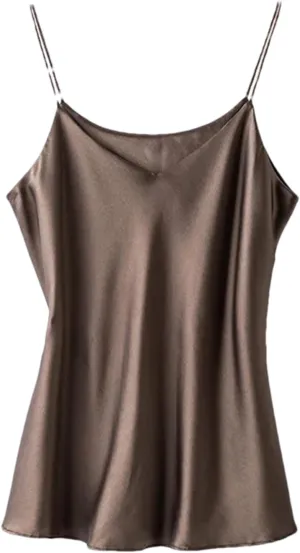 Women Double-Layer Silk Camisole Tops Summer Sexy Spaghetti Strap V-Neck Tanks Vest