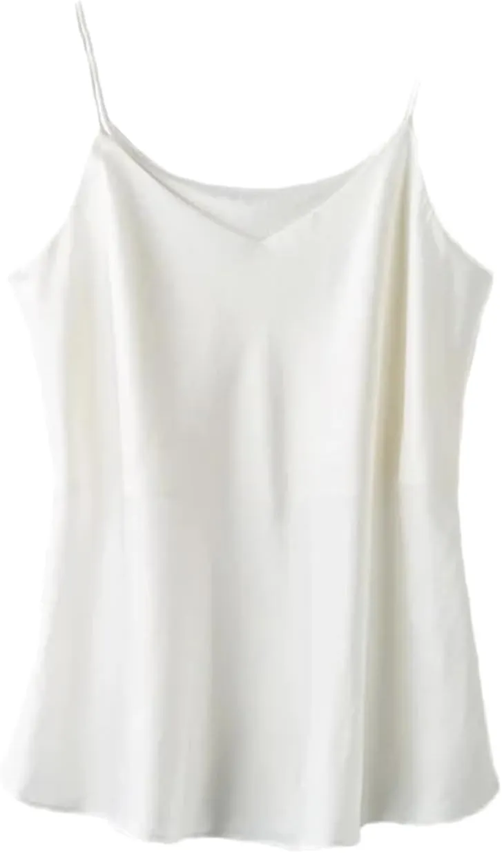 Women Double-Layer Silk Camisole Tops Summer Sexy Spaghetti Strap V-Neck Tanks Vest