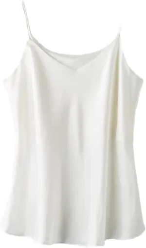 Women Double-Layer Silk Camisole Tops Summer Sexy Spaghetti Strap V-Neck Tanks Vest