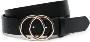 Women Faux Leather Belt for Jeans Dress Waist Belts with Gold Ring Buckle