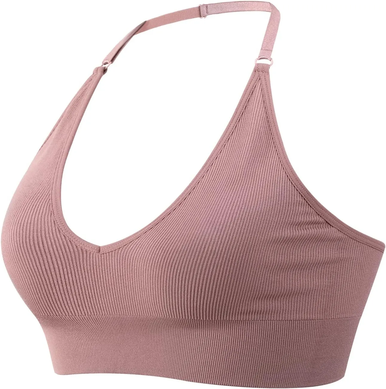 Women Halter Bra Top Yoga Bralette Crop Tanks Workout Sports Bras V Neck with Adjustable Strap Seamless Padded