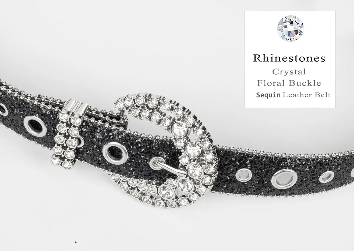 Women Rhinestone-Leather-Belts Western-Cowboy-Cowgirl Belt Bling-Diamond Waist Belt for Jeans Pants