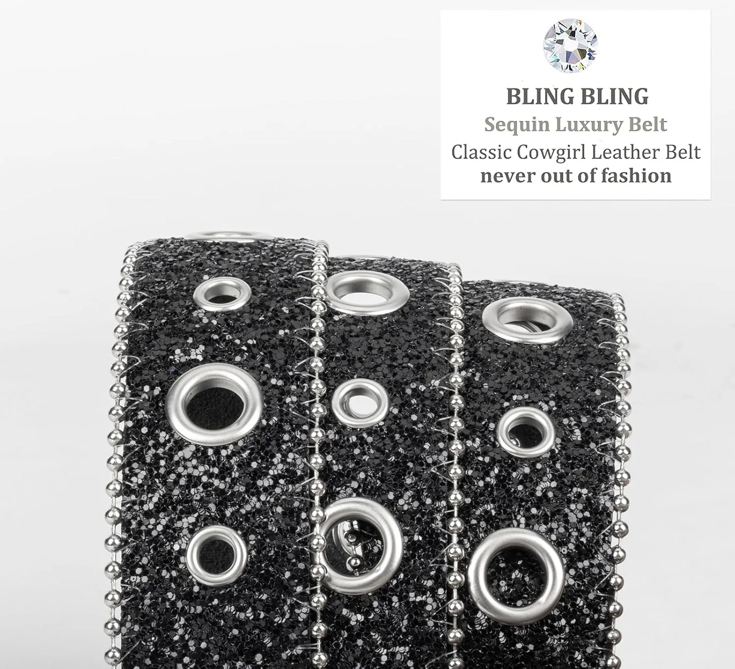 Women Rhinestone-Leather-Belts Western-Cowboy-Cowgirl Belt Bling-Diamond Waist Belt for Jeans Pants