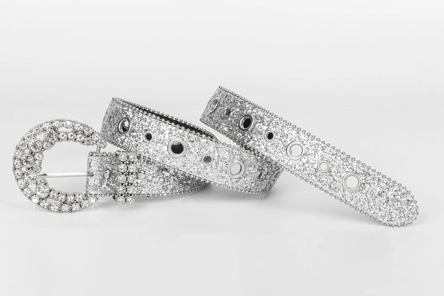 Women Rhinestone-Leather-Belts Western-Cowboy-Cowgirl Belt Bling-Diamond Waist Belt for Jeans Pants