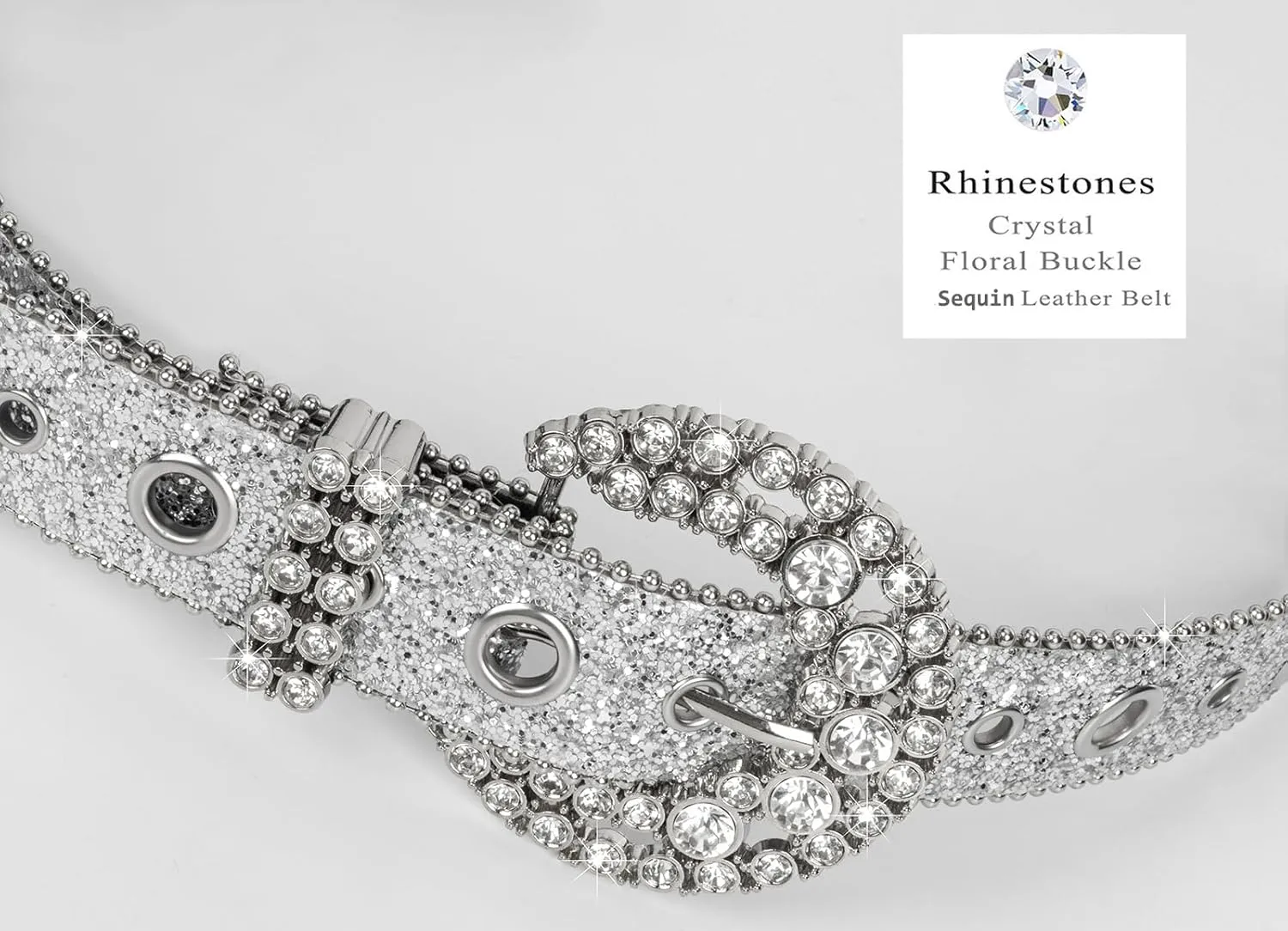 Women Rhinestone-Leather-Belts Western-Cowboy-Cowgirl Belt Bling-Diamond Waist Belt for Jeans Pants