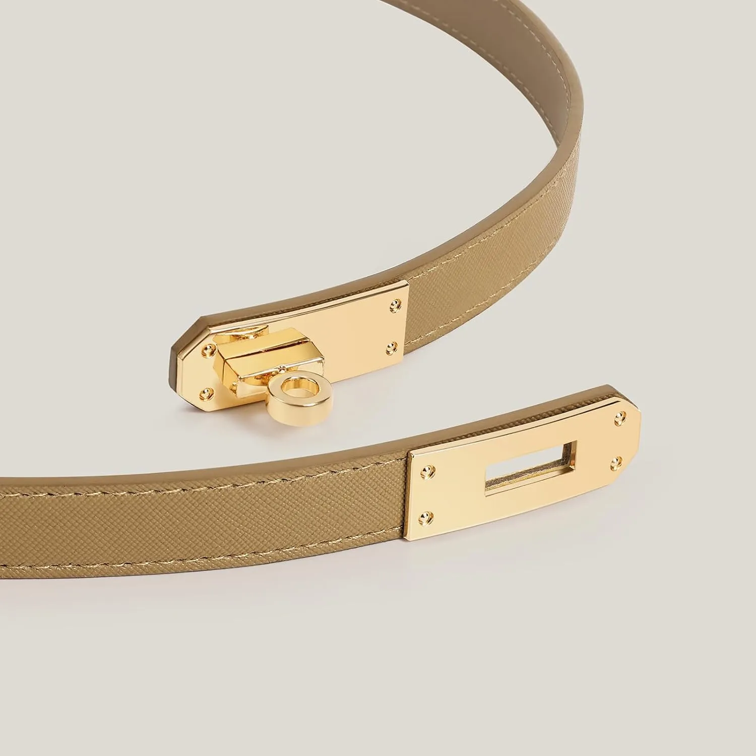Women Skinny Leather Belt for Dresses Jeans Solid Color Alloy Turn Lock 2 Pack