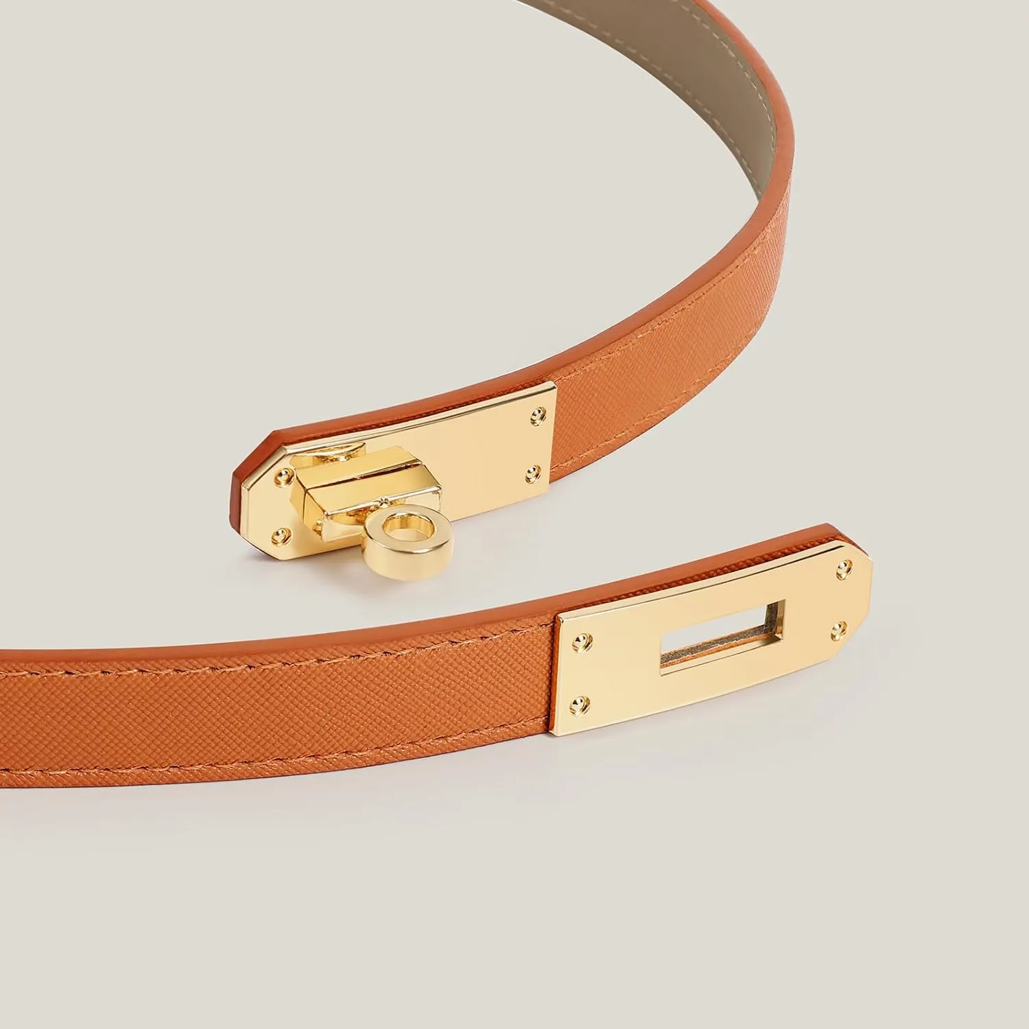 Women Skinny Leather Belt for Dresses Jeans Solid Color Alloy Turn Lock 2 Pack