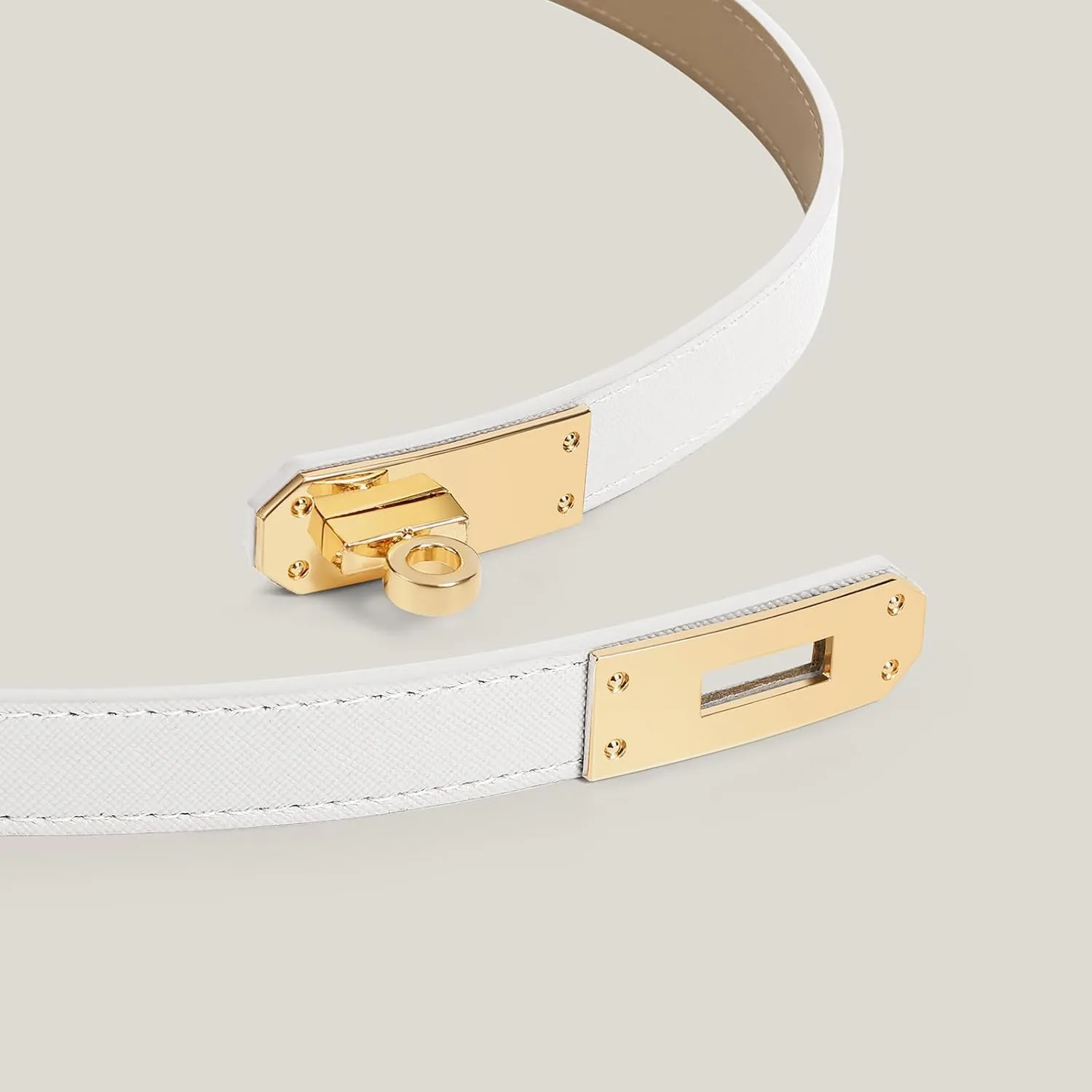 Women Skinny Leather Belt for Dresses Jeans Solid Color Alloy Turn Lock 2 Pack