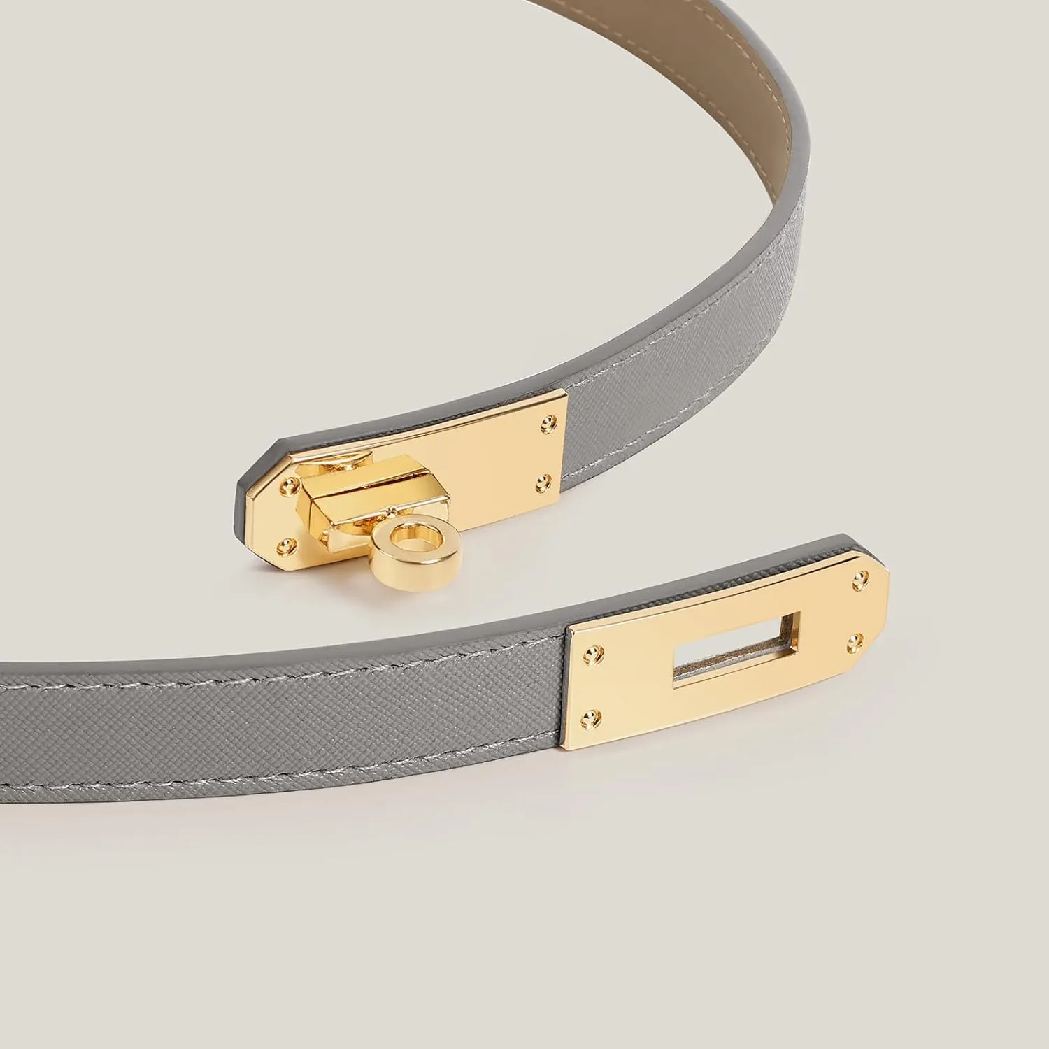 Women Skinny Leather Belt for Dresses Jeans Solid Color Alloy Turn Lock 2 Pack