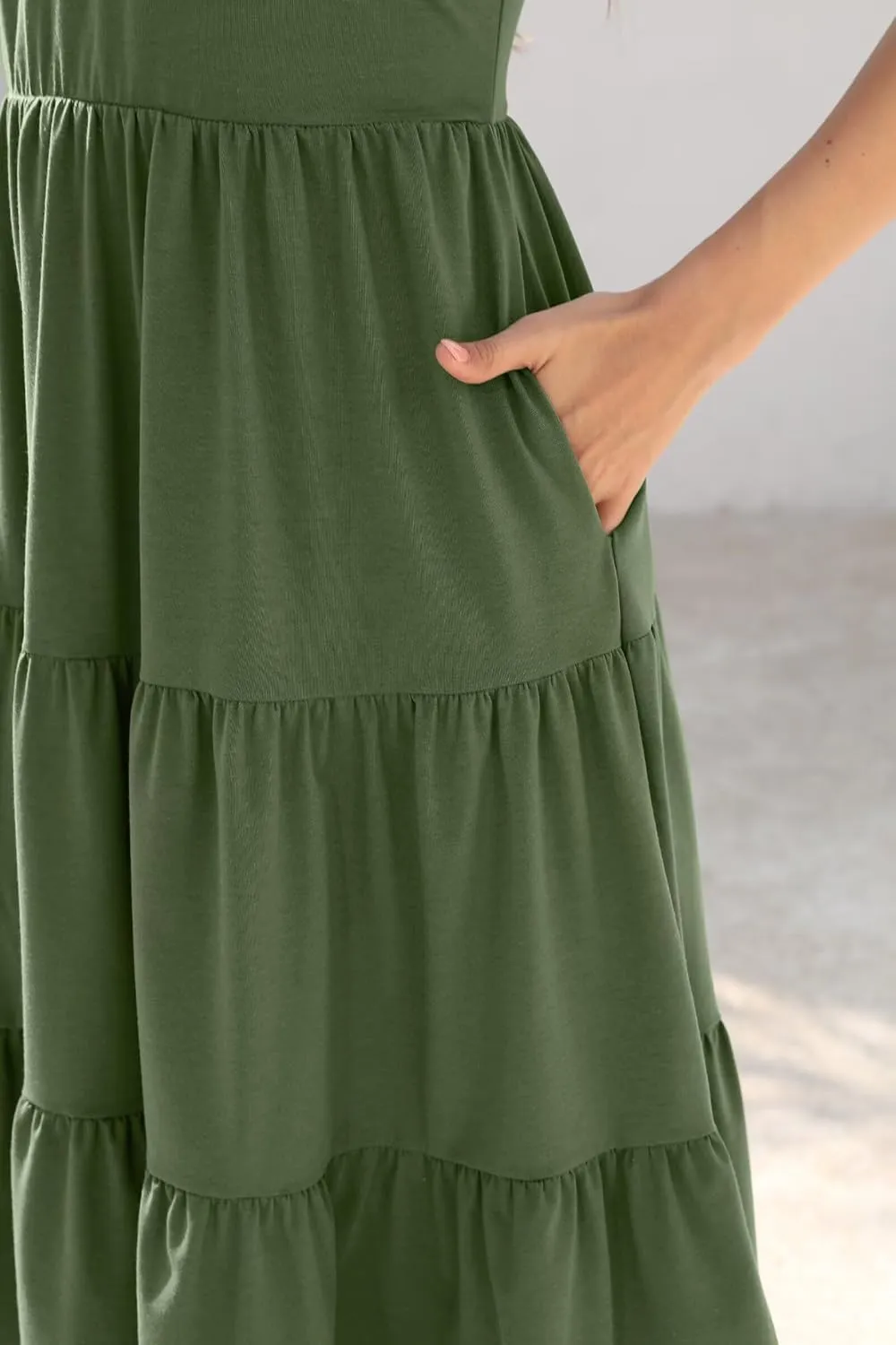 Women Spring Summer Dress 2025 Short Sleeve V Neck Midi Dresses Breathable Cotton Casual Boho Beach Vacation Sundress