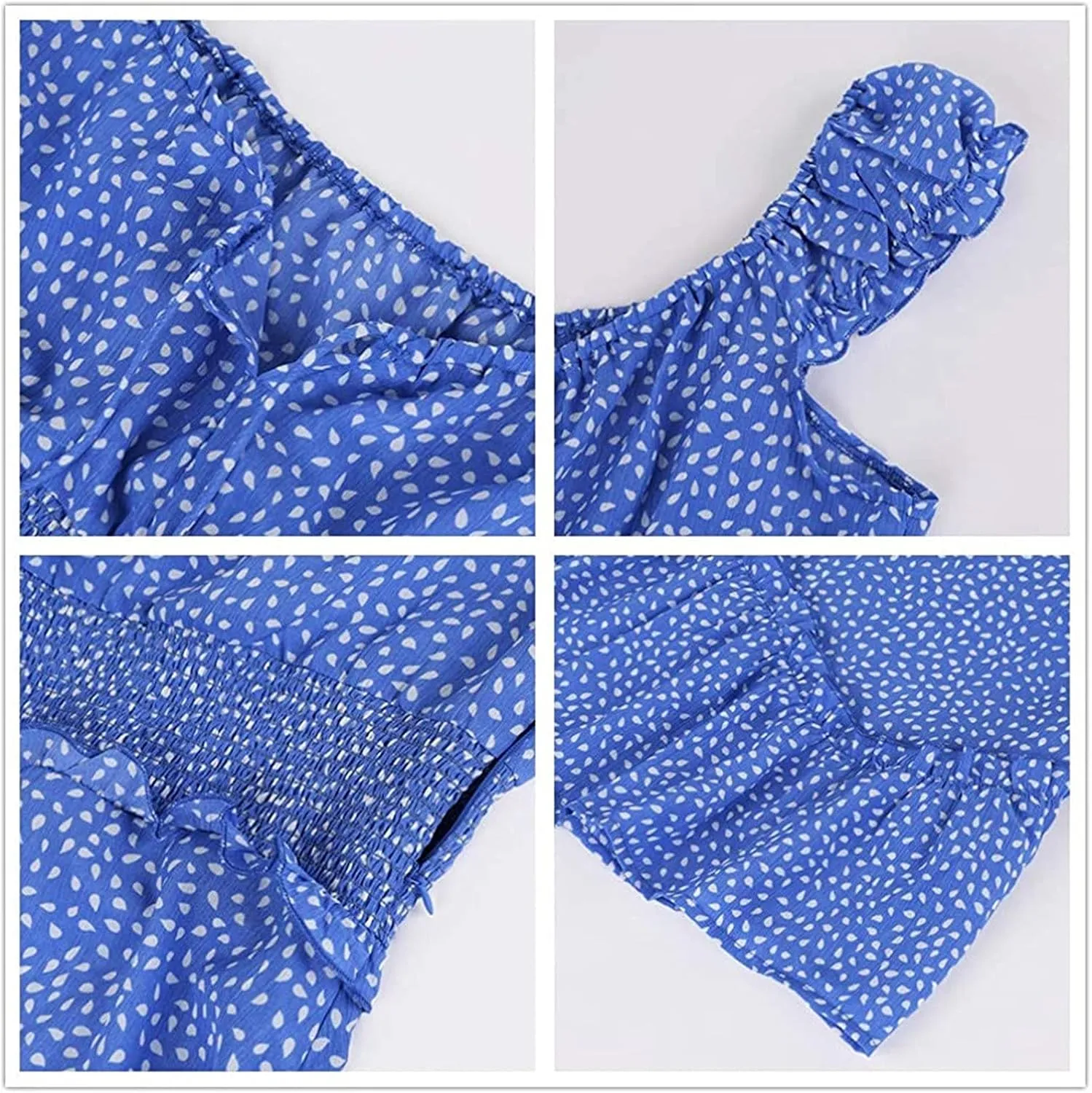 Women Summer Dresses Square Neck Ruffle Sleeve Pleated Tiered Floral Print Boohemian Mini Dress Beach Vacation Clothes