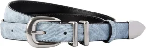 Womens Belts for Jeans Dresses Ladies Leather Waist Belt with Silver Buckle
