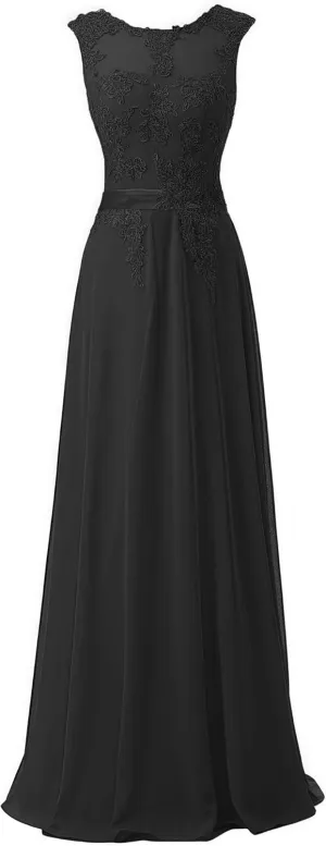 Women's Cap Sleeve Ruched Lace Bridesmaid Dresses Round Neck Chiffon Formal Evening Gowns