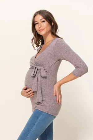 Women's dusty pink Brushed Rayon Hacci Maternity & Nursing Top