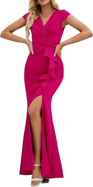Women's Long Formal Dresses for Wedding Guest Floor Length Evening Gowns