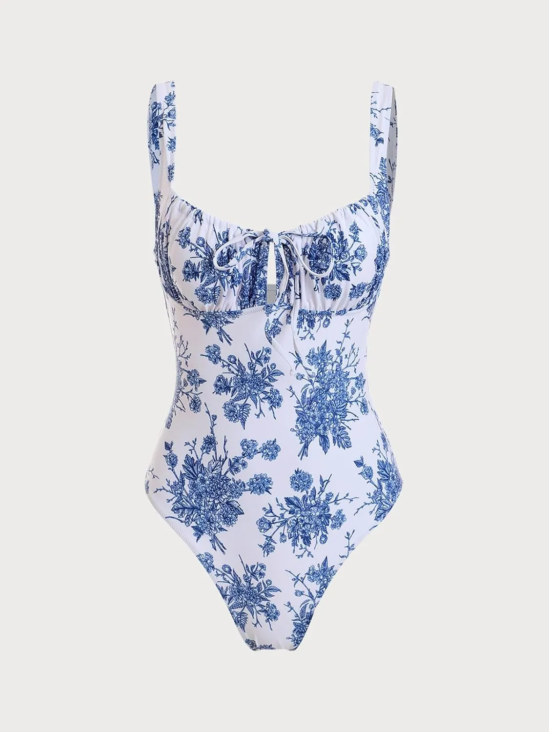 Womens Tie Floral Sexy One-Piece Tankini Bathing Suits Slimming Swimsuit