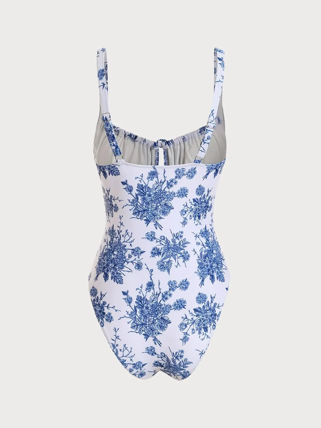 Womens Tie Floral Sexy One-Piece Tankini Bathing Suits Slimming Swimsuit