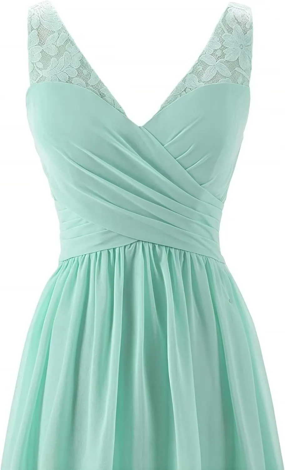 Women's V Neck Chiffon Sleeveless Lace Bridesmaid Dress Wedding Party Gown A Line Formal Dresses Evening Gowns