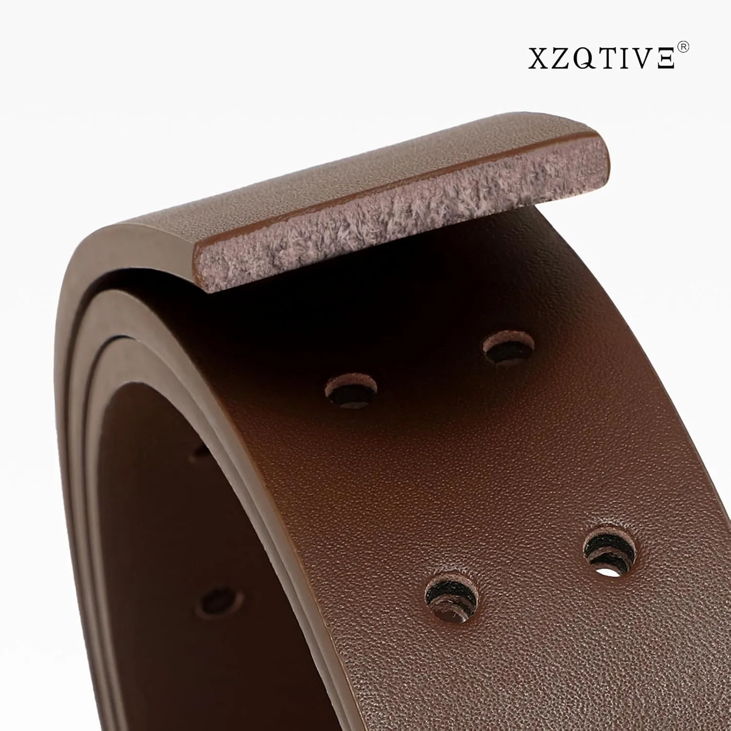 XZQTIVE Men Dual Holes Belt For Jean Pant Casual Leather Belts With Double Prong Buckle