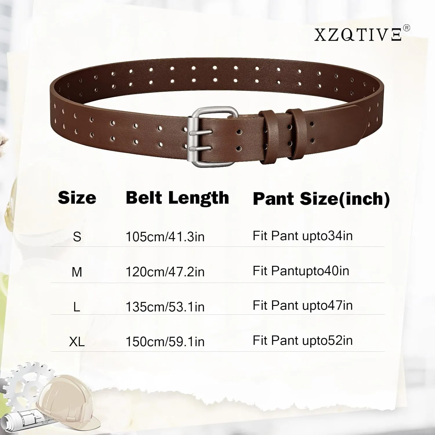 XZQTIVE Men Dual Holes Belt For Jean Pant Casual Leather Belts With Double Prong Buckle