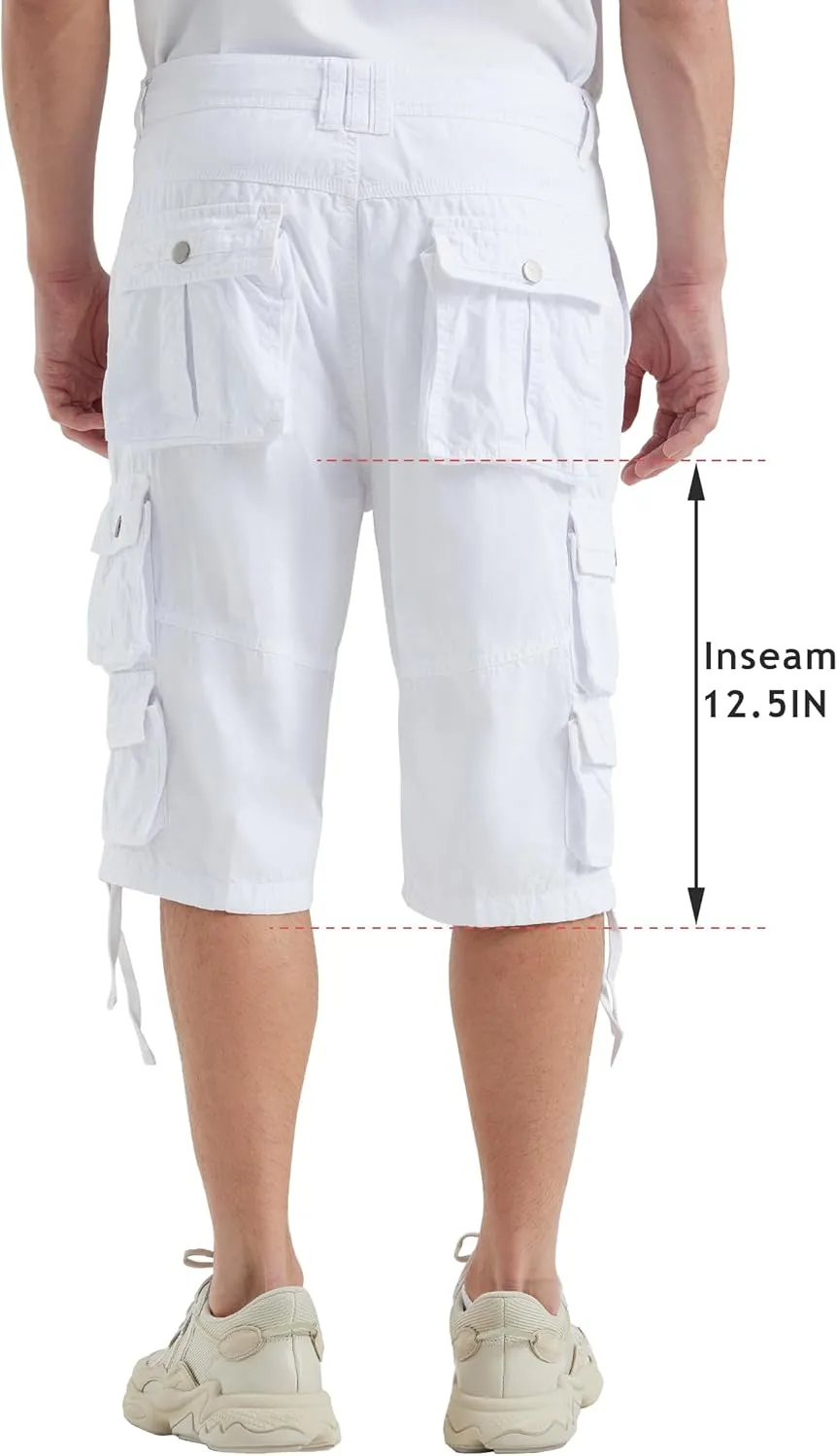 YGREYG Mens Cargo Shorts Long Capri Below The Knee Shorts 3/4 Relaxed Fit Long Shorts with Pockets