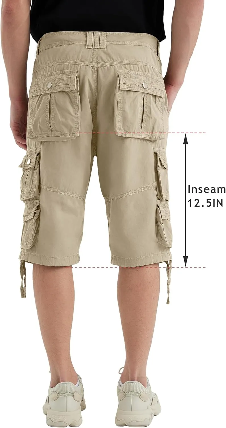 YGREYG Mens Cargo Shorts Long Capri Below The Knee Shorts 3/4 Relaxed Fit Long Shorts with Pockets