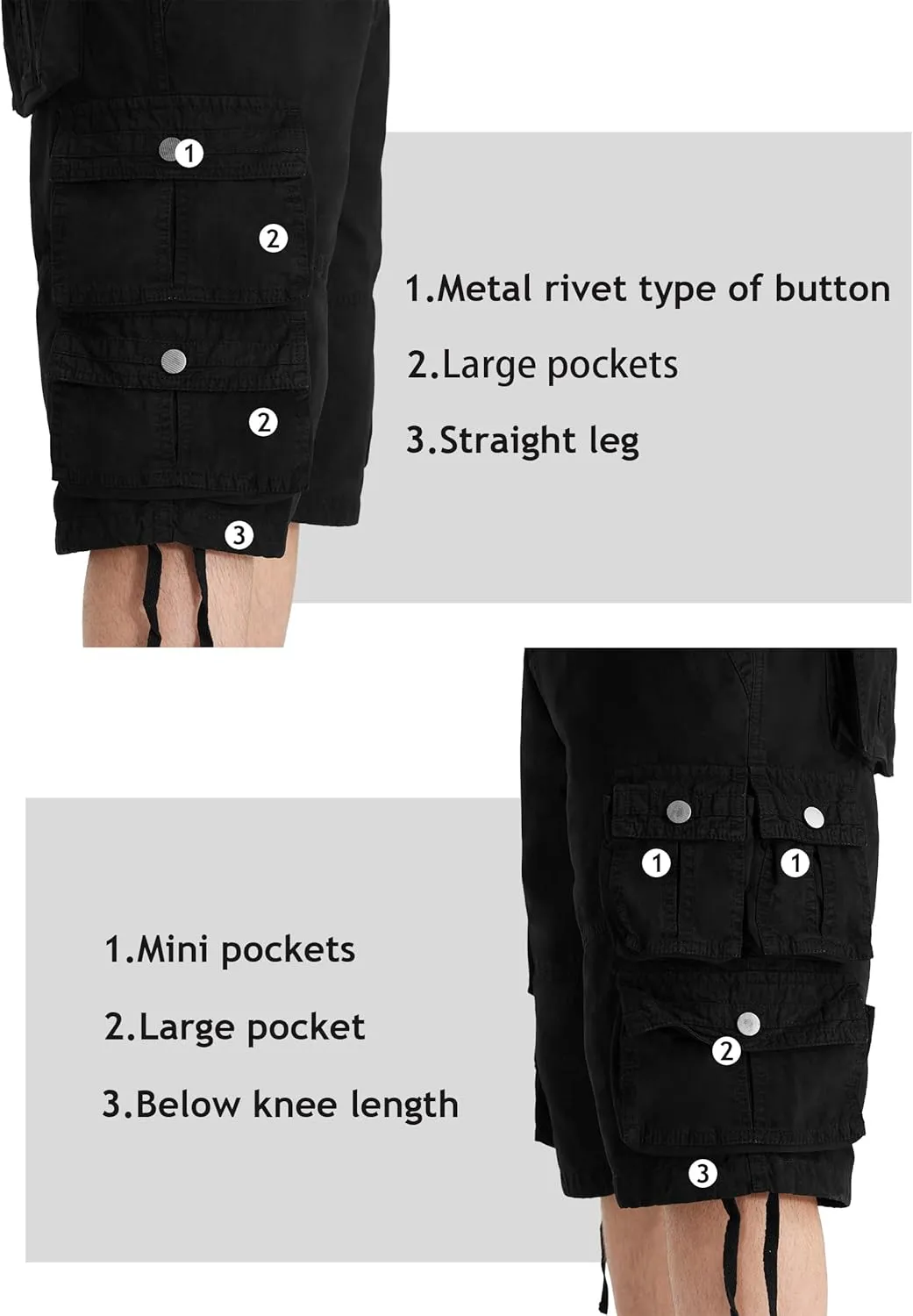 YGREYG Mens Cargo Shorts Long Capri Below The Knee Shorts 3/4 Relaxed Fit Long Shorts with Pockets
