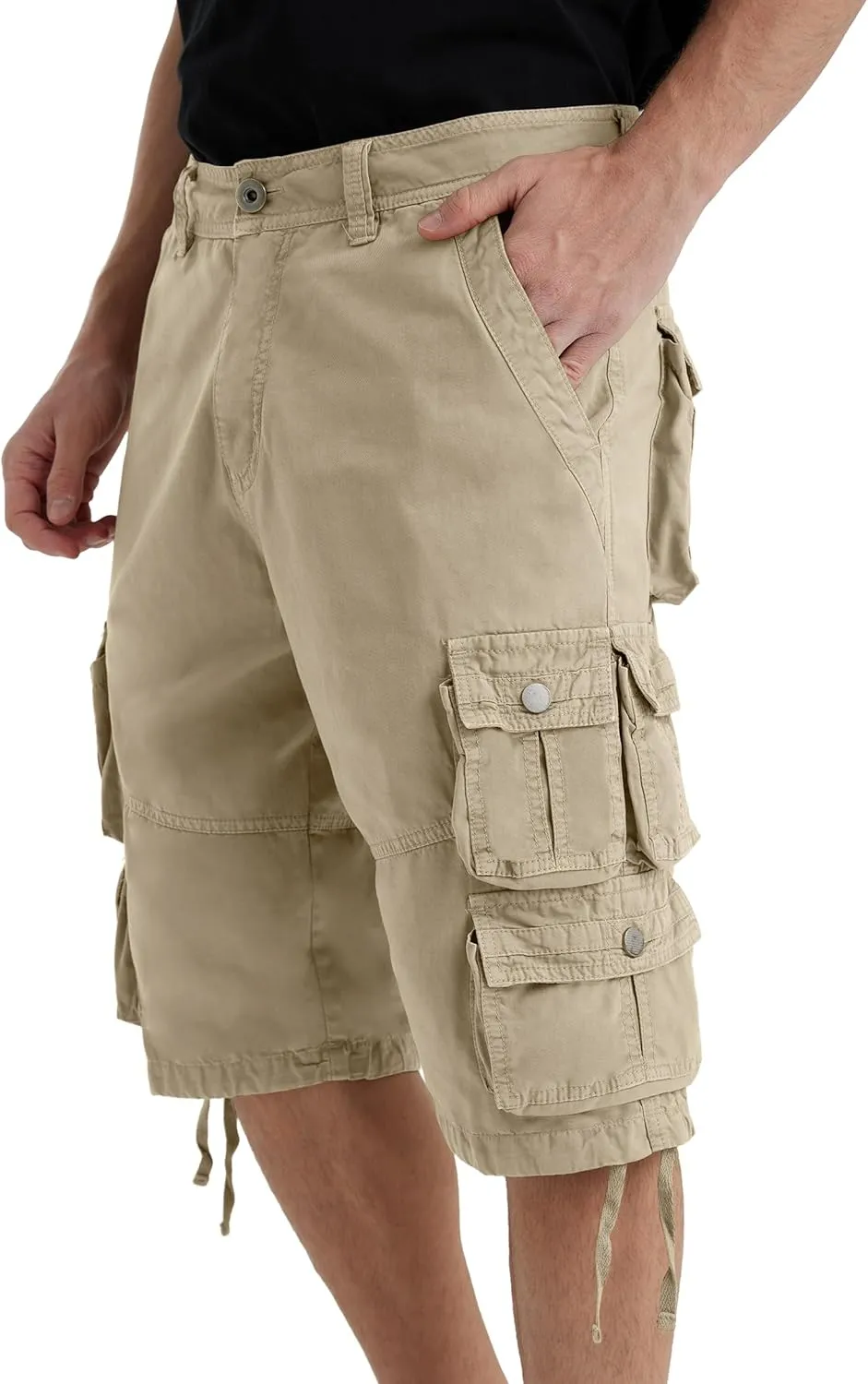 YGREYG Mens Cargo Shorts Long Capri Below The Knee Shorts 3/4 Relaxed Fit Long Shorts with Pockets