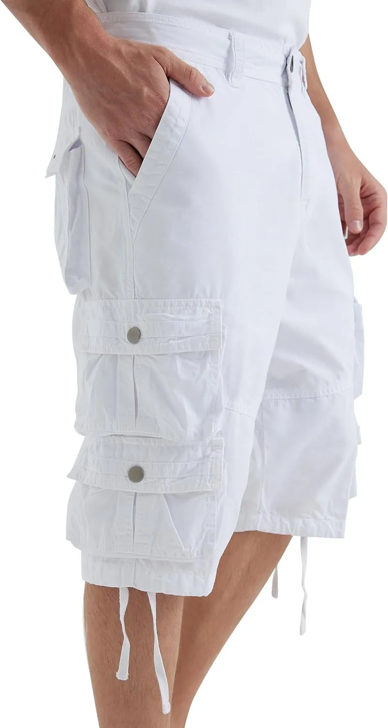 YGREYG Mens Cargo Shorts Long Capri Below The Knee Shorts 3/4 Relaxed Fit Long Shorts with Pockets