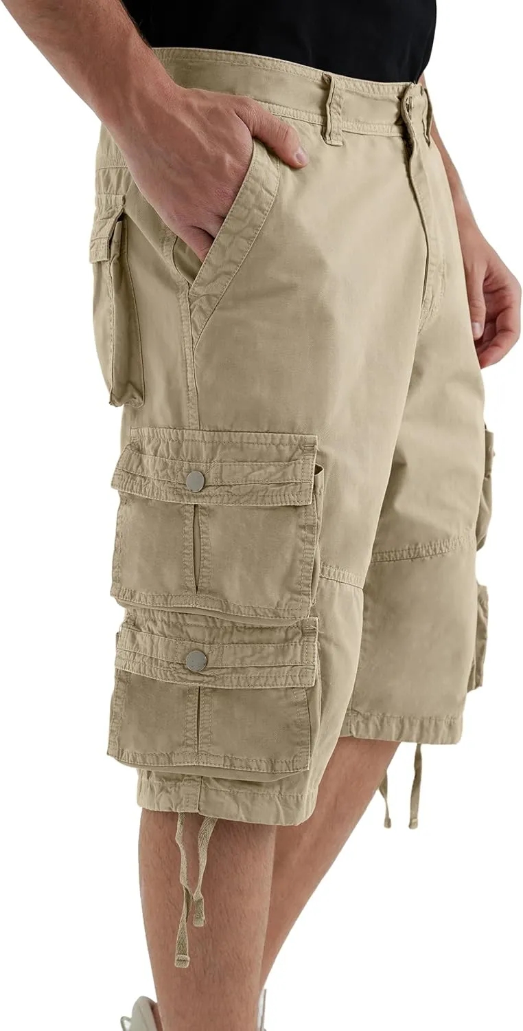 YGREYG Mens Cargo Shorts Long Capri Below The Knee Shorts 3/4 Relaxed Fit Long Shorts with Pockets