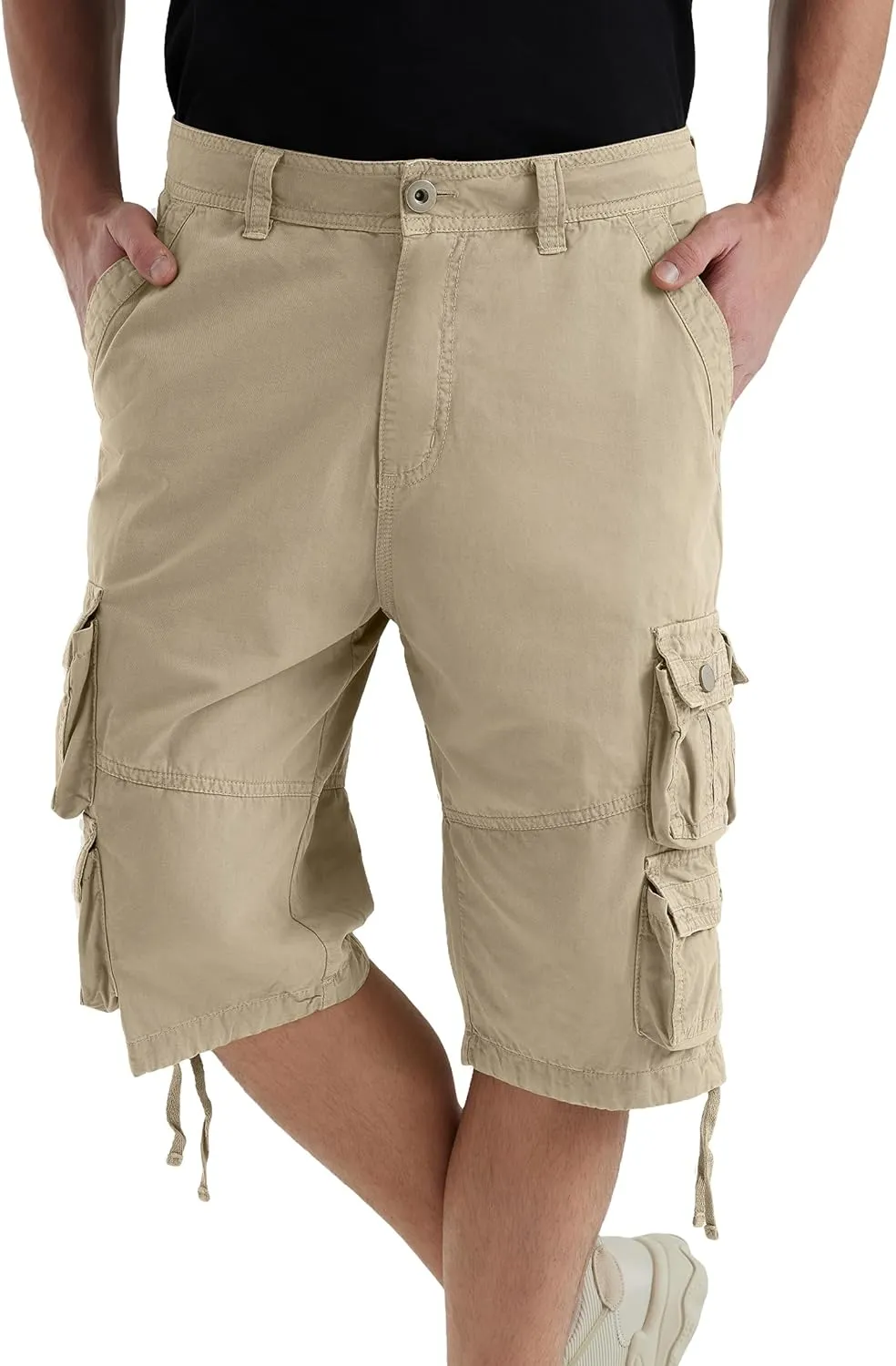 YGREYG Mens Cargo Shorts Long Capri Below The Knee Shorts 3/4 Relaxed Fit Long Shorts with Pockets