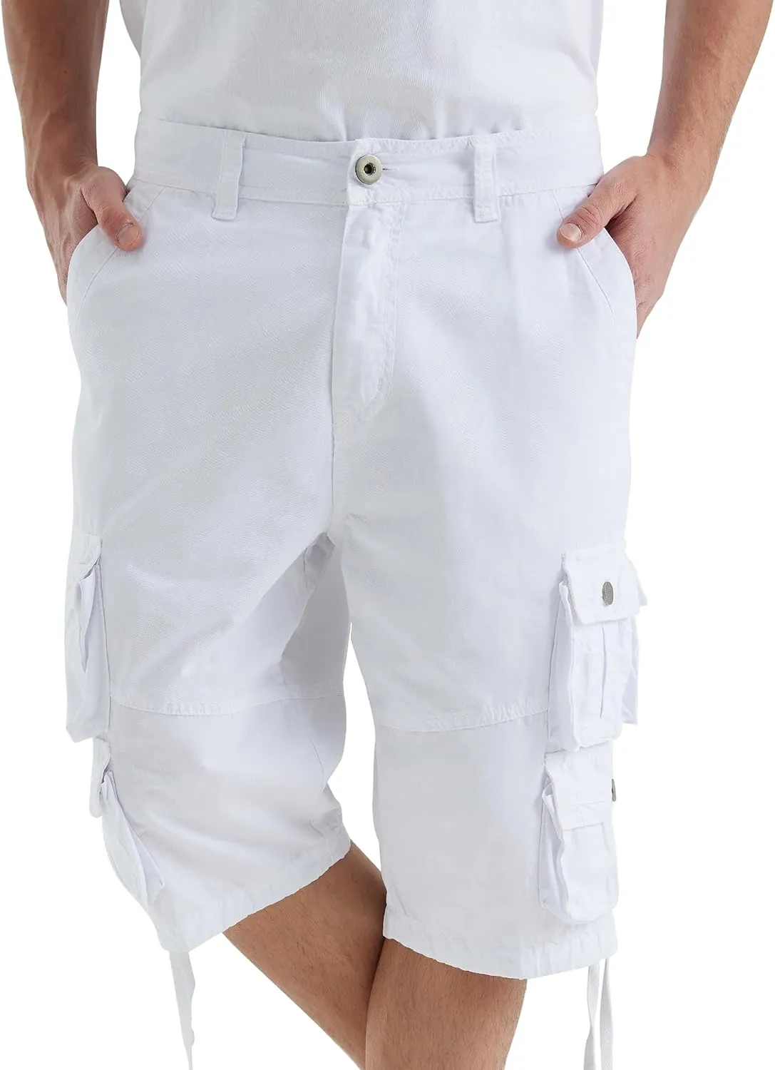YGREYG Mens Cargo Shorts Long Capri Below The Knee Shorts 3/4 Relaxed Fit Long Shorts with Pockets