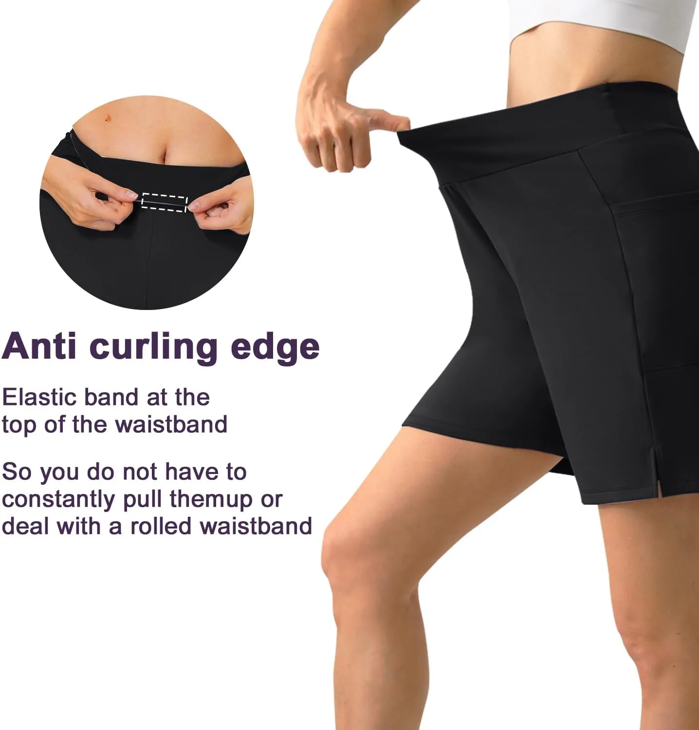 YOYOYOGA Bermuda Shorts for Women Stretchy Soft Yoga Shorts with Pockets High Waisted Workout Running Athletic Short