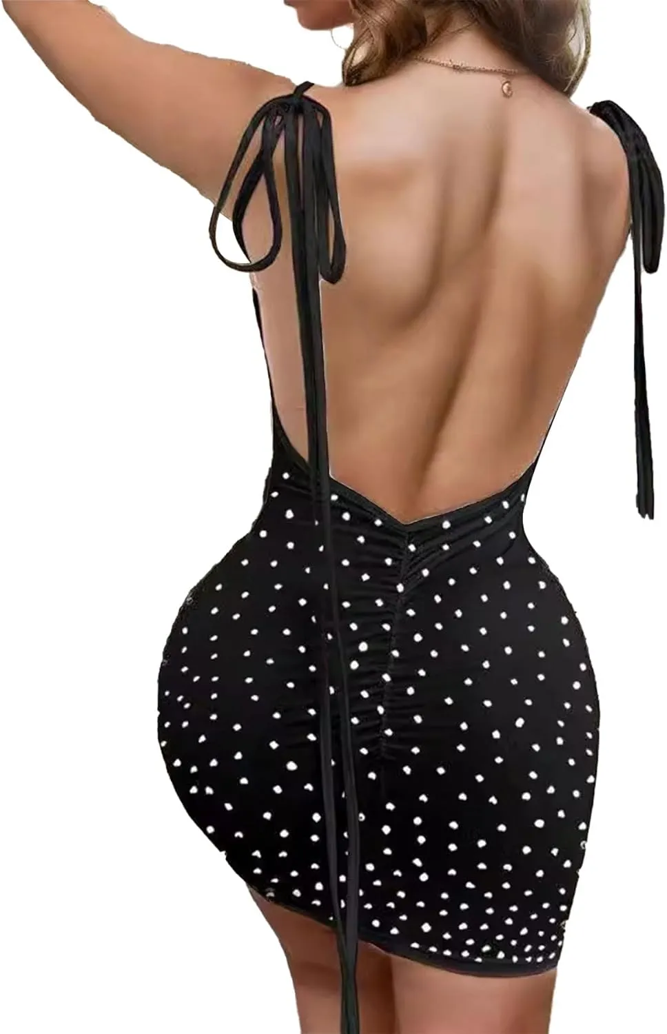 Zoctuo Party Club Night Outfits for Women Sexy Elegant Rhinestone Bodycon Dress Hot Drilling Evening Gowns
