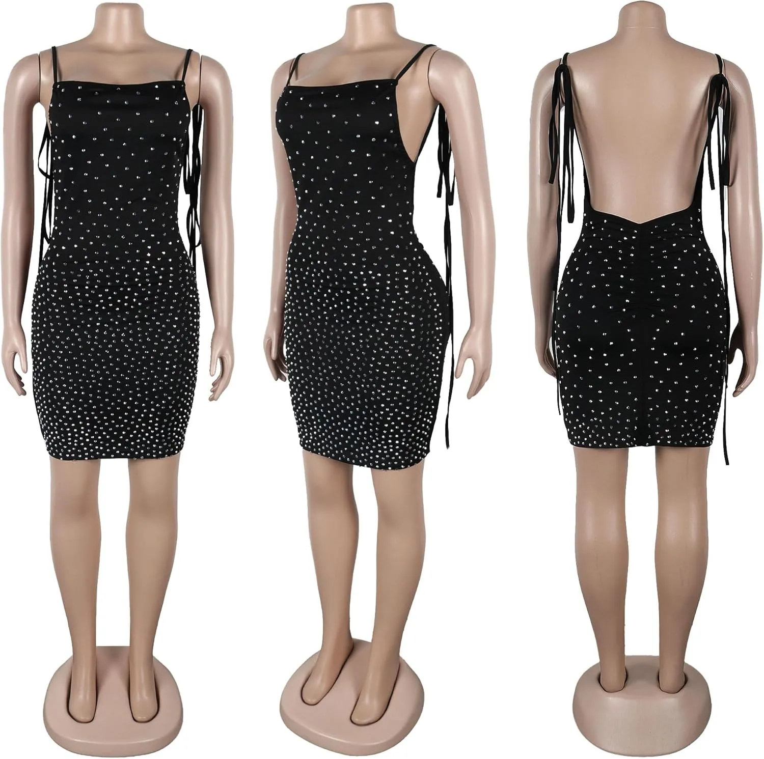Zoctuo Party Club Night Outfits for Women Sexy Elegant Rhinestone Bodycon Dress Hot Drilling Evening Gowns